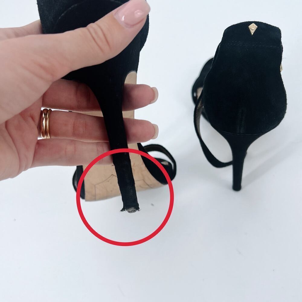 Sam Edelman Eleanor Black Suede Sandal Heels Size 8 - Picture 3 of 5
